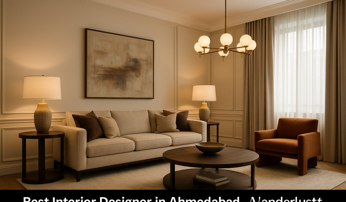 Luxury living room interior designed by Wanderlust Architects – Best Interior Designer in Ahmedabad